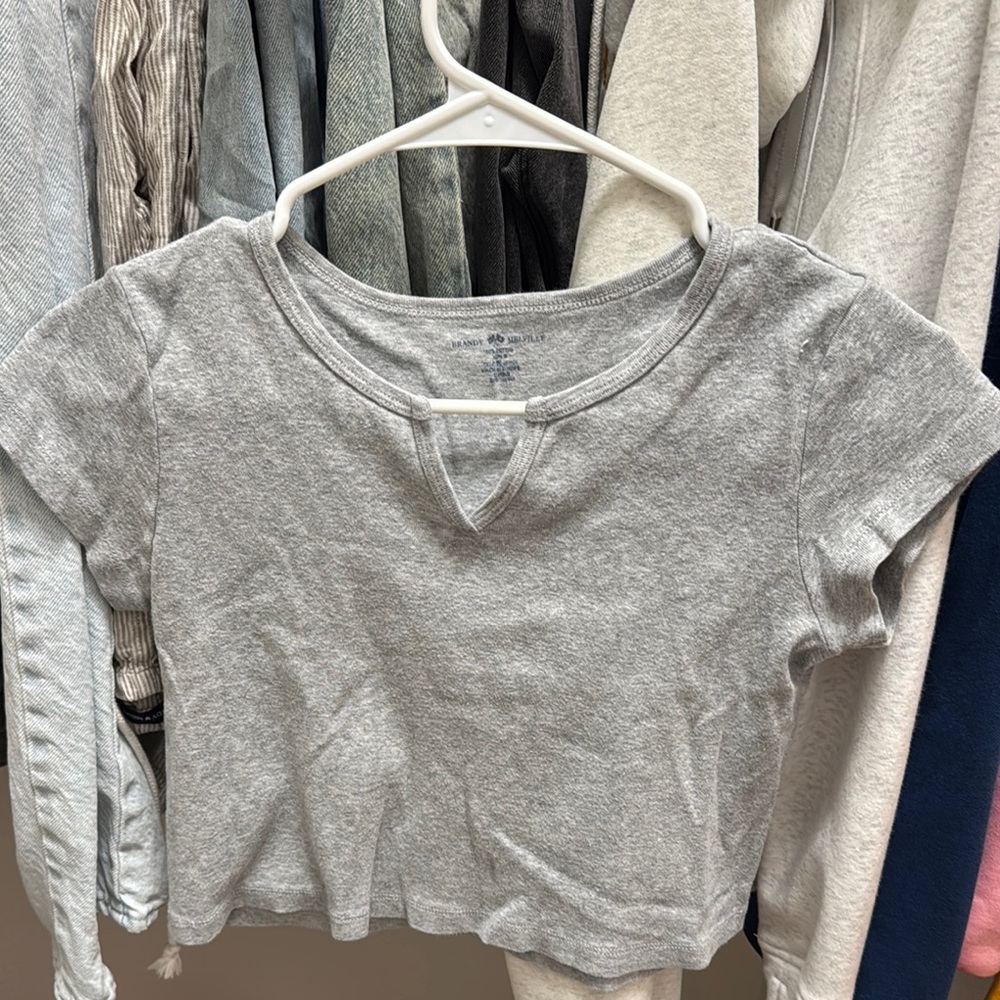 Brandy Melville Heather Gray V-Neck Crop Top